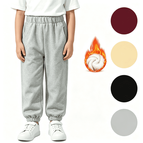 LONKITO Boys Sweatpants with Pockets Fleece Warm Jogger Pants Elastic Bottom Fall Winter Clothes Size 5-6Years