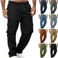 thumbnail image 1 of LONKITO Cargo Pants for Men, Lightweight Multi Pockets Outdoor Hiking Pants Elastic Waist Straight Leg Work Pants, Size XL, 1 of 6