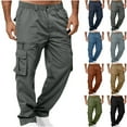 thumbnail image 1 of LONKITO Cargo Pants for Men, Lightweight Multi Pockets Outdoor Hiking Pants Elastic Waist Straight Leg Work Pants, Size L, 1 of 6