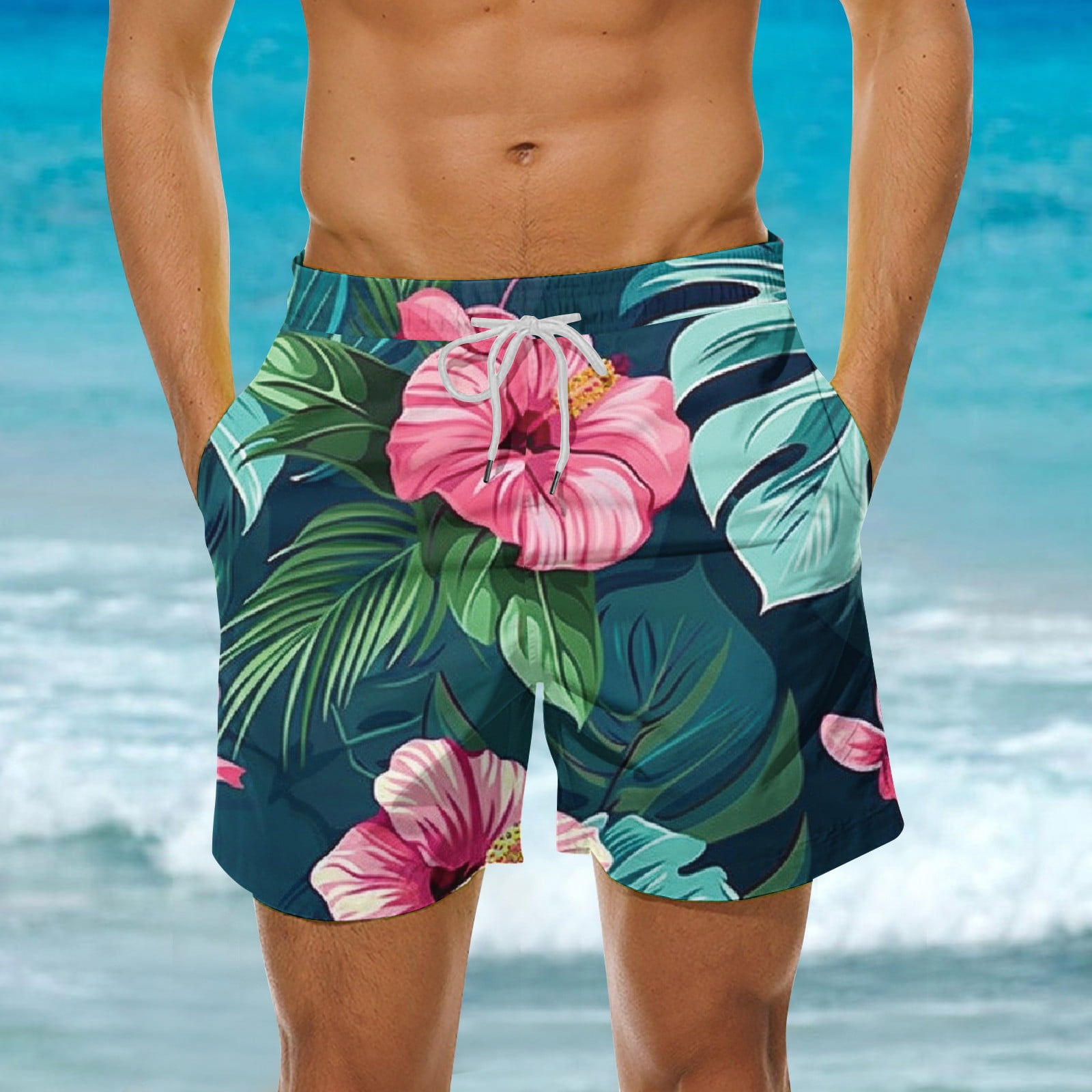 LONKITO Hawaiian Swim Trunks for Men 2024 Lightweight Summer Beach ...