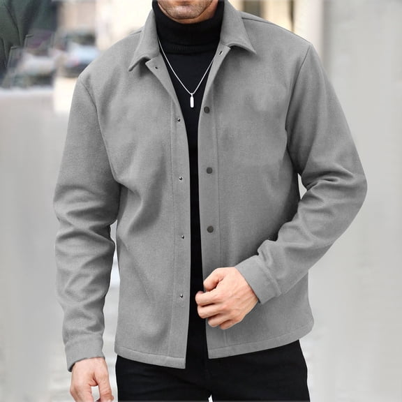 LONKITO Jackets for Men Winter Casual Work Coats Classic Fit Button Down Outerwear Coat for Fall Clothes