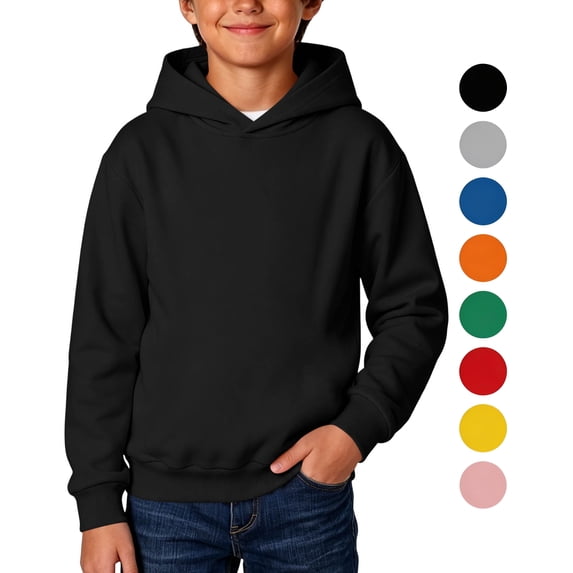 LONKITO Kids Boys Hoodies, Cotton Pullover Hoodie Lightweight Athletic Sweatshirts for Boys Size 9-10