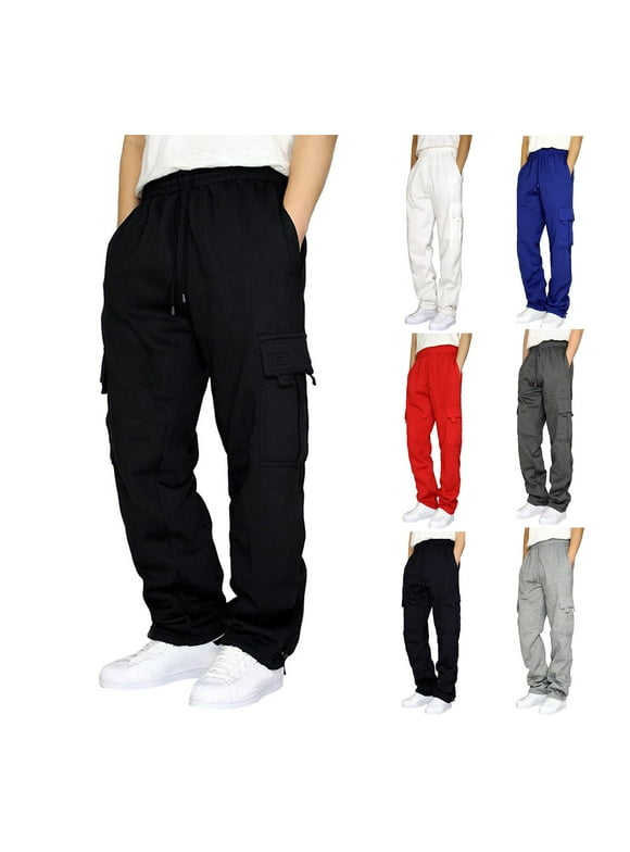 LONKITO Men's Lightweight Cargo Sweatpants Baggy Stretch Drawstring Elastic Waist Athletic Jogger Sweat Pant with Pocket