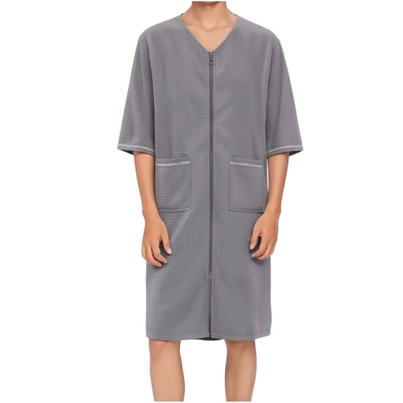 LONKITO Men's Pajama Nightshirt Long Nightgown Comfort Lounge Sleep Shirt Short Sleeve Nightshirts