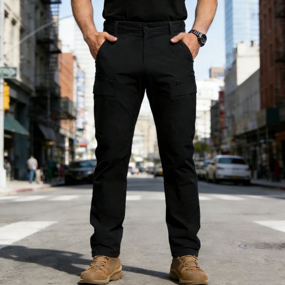 LONKITO Mens Cargo Pants with Pockets, Slim Straigh Leg Work Pants, Outdoor Casual Hiking Trousers