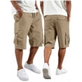 thumbnail image 1 of LONKITO Mens Cargo Shorts Elastic Waist Outdoor Fishing Hiking Shorts with Pockets Solid Color Casual Work Clothes, Size XL, 1 of 8