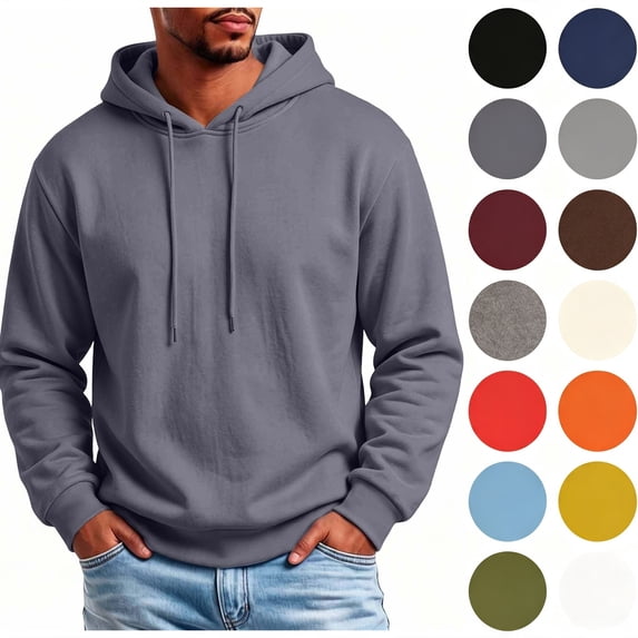 LONKITO Mens Fleece Hoodie Sweatshirt, Pullover Hooded Sweatshirts Lightweight Casual Hoodies Size M