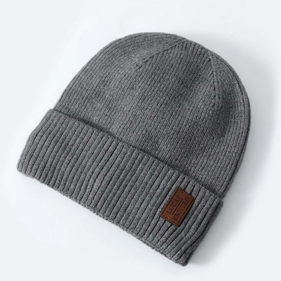 LONKITO Mens Hats Thermal Ribbed Brimless Beanie Classic Knit Fleece Warm Cap for Winter Clothes