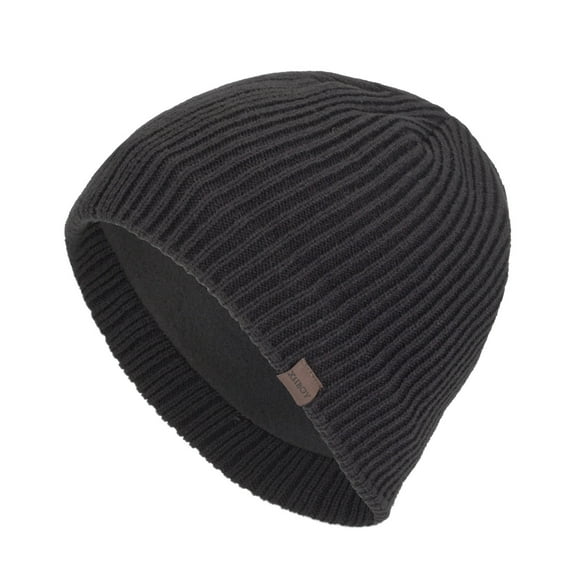 LONKITO Mens Hats Winter Fleece Warm Knitted Wool Hat Plush Thickened Large Vertical Solid Color Stripe Cap