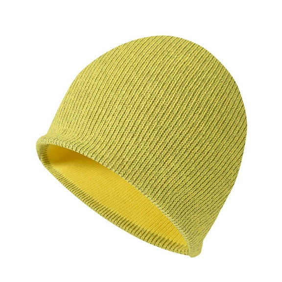 LONKITO Mens Hats Winter Unisex Brimless Beanie Warm Reflective Knitted Wool Hat Yellow Beanies
