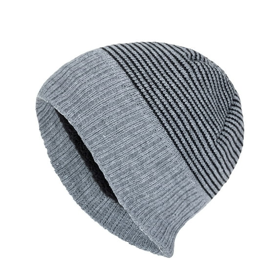 LONKITO Mens Hats Winter Warm Hats Knit Brimless Beanie Fashion Striped Cap
