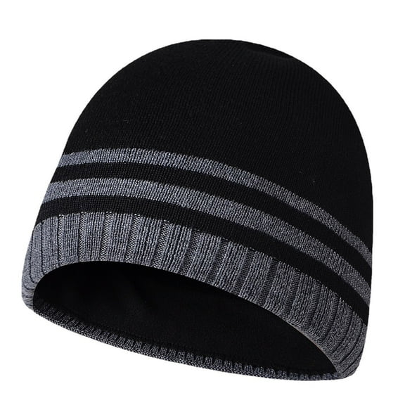 LONKITO Mens Hats Winter Warm Knitted Wool Hat Casual Plush Hip-Hop Street Cap