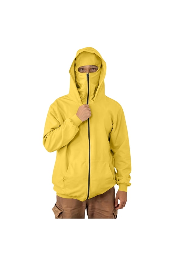 Zip up Hoodies for Men, Long Sleeve Balaclava Hoodie Casual Warm Hooded Sweatshirts with Pockets Size M