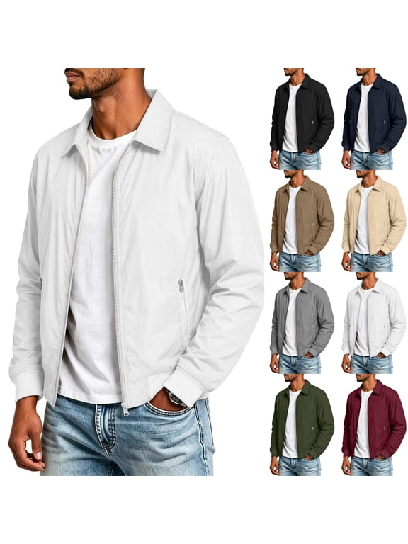 Mens Jackets Lightweight Windproof Windbreaker Casual Outdoor Jackets with Zipper Pockets