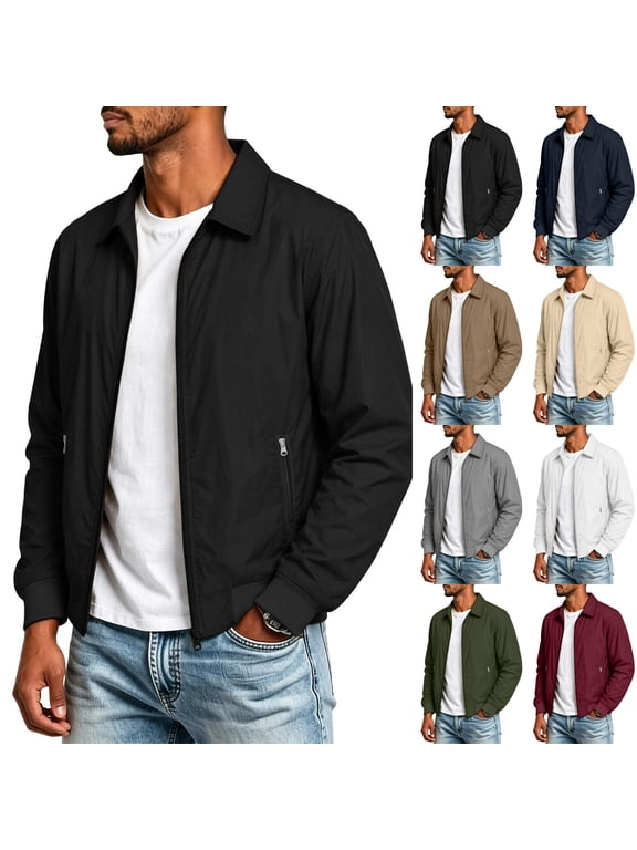 Mens Jackets Lightweight Windproof Windbreaker Casual Outdoor Jackets with Zipper Pockets