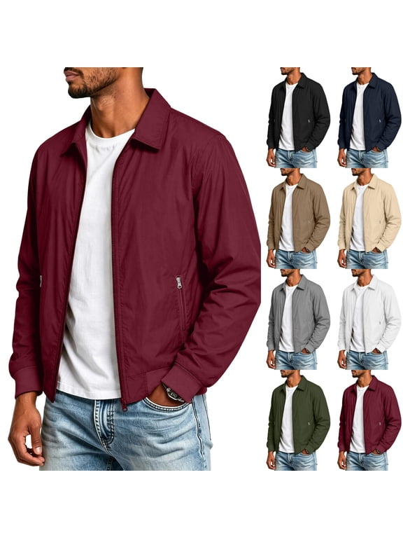 Mens Jackets Lightweight Windproof Windbreaker Casual Outdoor Jackets with Zipper Pockets