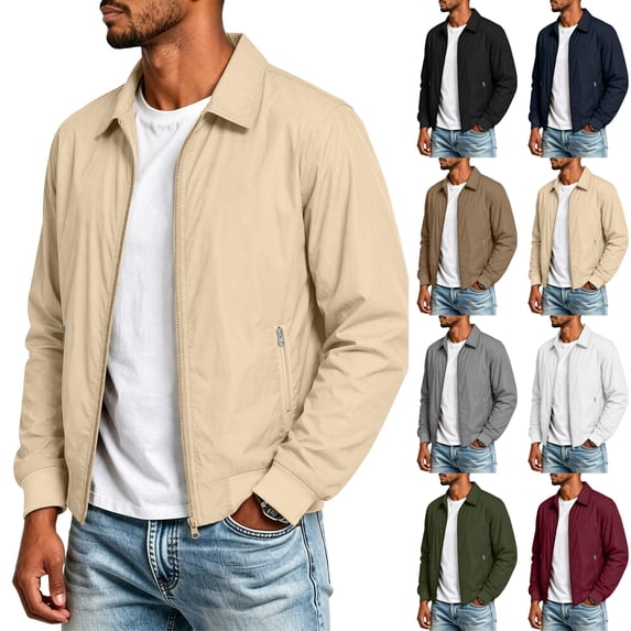 LONKITO Mens Jackets Lightweight Windproof Windbreaker Casual Outdoor Jackets with Zipper Pockets