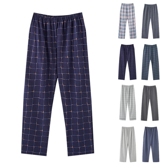 LONKITO Mens Pajama Pants with Pockets, Big and Tall Baggy Lounge Pajamas Pants, Cotton Casual Plaid Home Sleepwear