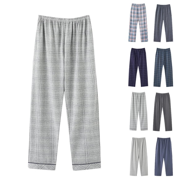LONKITO Mens Pajama Pants with Pockets, Big and Tall Baggy Lounge Pajamas Pants, Cotton Casual Plaid Home Sleepwear