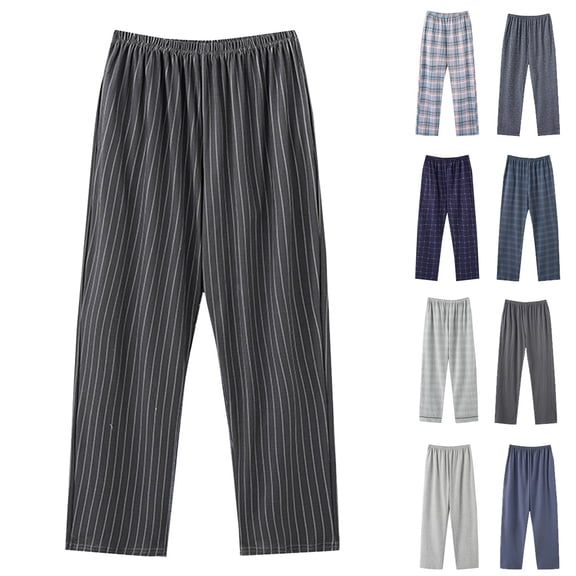 LONKITO Mens Pajama Pants with Pockets, Big and Tall Baggy Lounge Pajamas Pants, Cotton Casual Plaid Home Sleepwear