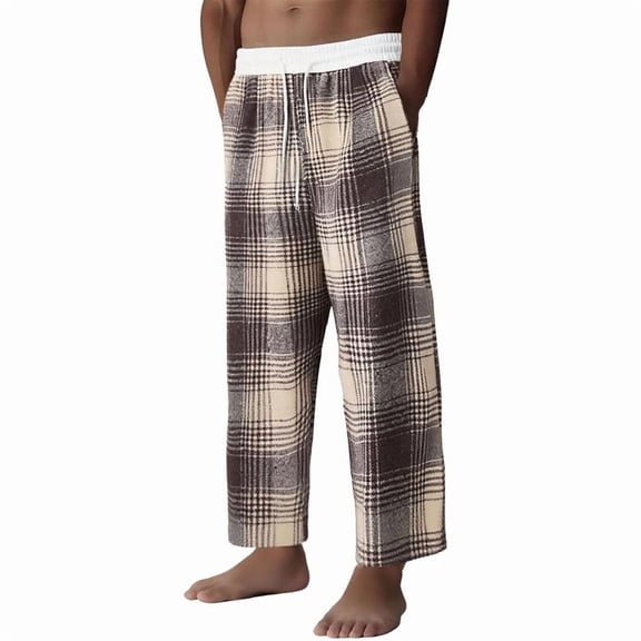 LONKITO Mens Pajama Pants with Pockets Casual Plaid Loungewear Comfort Pj Pants Elastic Waist Drawstring Pajamas