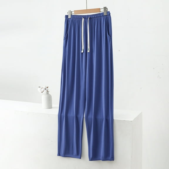 LIBRCLO Mens Pajama Pants Elastic Waist Straigh Leg Thin Pajama Pants Solid Color Casual Home Sleepwear, Size XXL