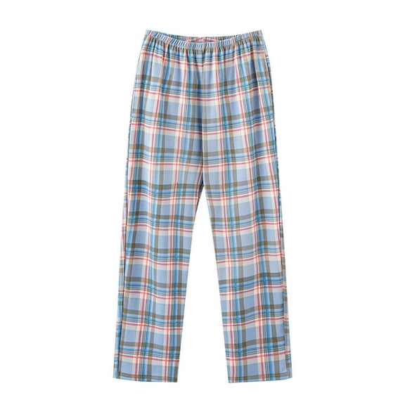 LIBRCLO Mens Pajama Pants with Pockets, Big and Tall Baggy Lounge Pajama Pants, Cotton Casual Plaid Home Sleepwear, Size L