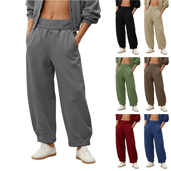 LONKITO Mens Pants Elastic Waist Baggy Casual Pants with Pockets Solid Color Slim Fit Trousers