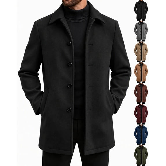 LONKITO Mens Peacoat Long Jackets Relaxed Fit Outerwear Coats with Pockets for Fall Winter Clothes