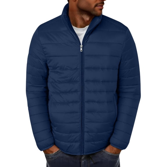 LONKITO Mens Puffer Jackets with Pockets Solid Color Warm Winter Coat Windproof Windbreaker Outerwear Jacket