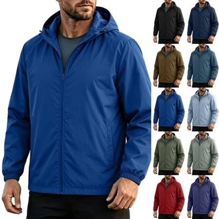 LONKITO Mens Rain Jackets Windproof Waterproof Windbreaker Packable with Hooded for Travel Hiking Cycling