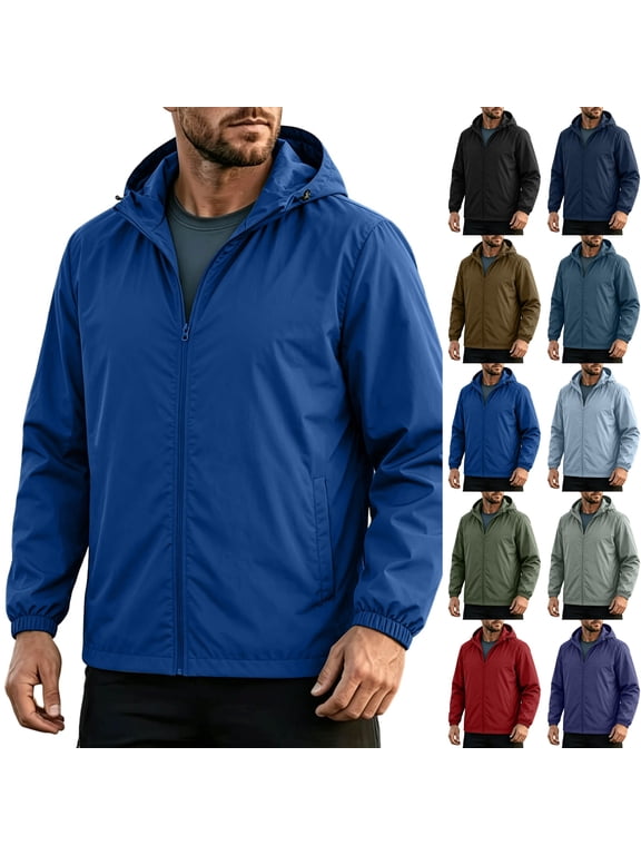 Mens Rain Jackets Windproof Waterproof Windbreaker Packable with Hooded for Travel Hiking Cycling
