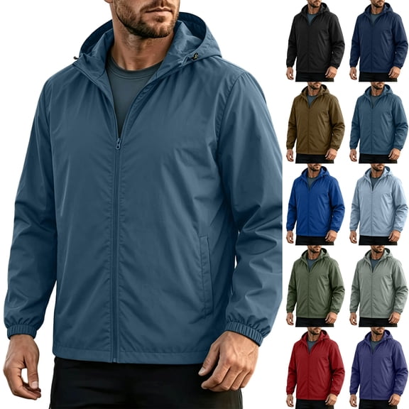 LONKITO Mens Rain Jackets Windproof Waterproof Windbreaker Packable with Hooded for Travel Hiking Cycling