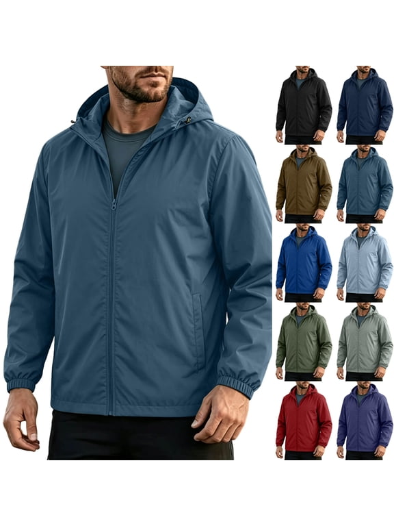 Mens Rain Jackets Windproof Waterproof Windbreaker Packable with Hooded for Travel Hiking Cycling