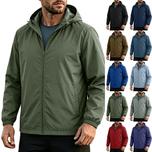 LONKITO Mens Rain Jackets Windproof Waterproof Windbreaker Packable with Hooded for Travel Hiking Cycling