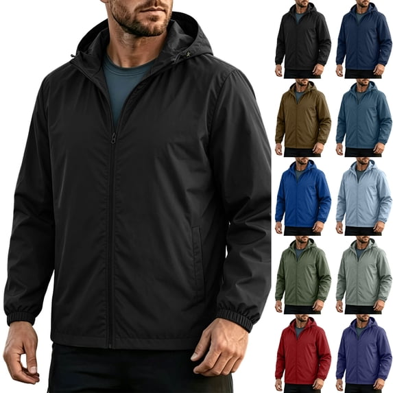 LONKITO Mens Rain Jackets Windproof Waterproof Windbreaker Packable with Hooded for Travel Hiking Cycling