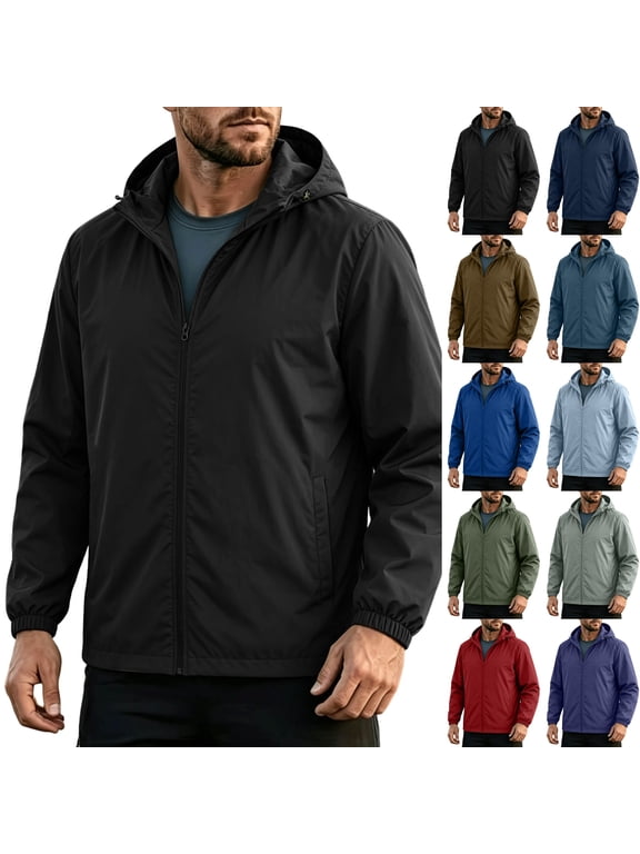 Mens Rain Jackets Windproof Waterproof Windbreaker Packable with Hooded for Travel Hiking Cycling