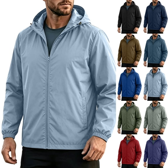 LONKITO Mens Rain Jackets Windproof Waterproof Windbreaker Packable with Hooded for Travel Hiking Cycling