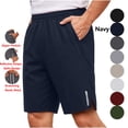 thumbnail image 1 of LONKITO Mens Shorts Athletic Gym Running Shorts with Zipper Pockets Drawstring Elastic Waist Summer Clothes for Home Casual Beach, 1 of 7