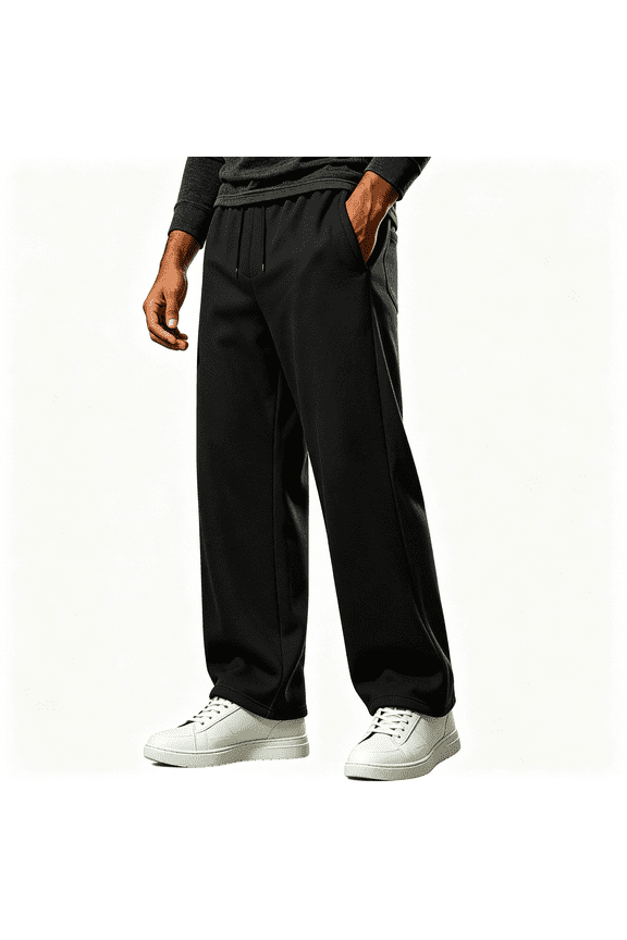 Mens Sweatpants with Pockets Athletic Workout Jogger Pants Elastic Waist Drawstring Baggy Sweatpants Open Bottom Size XL