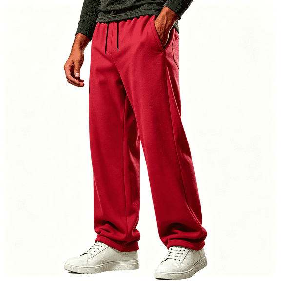 LONKITO Mens Sweatpants with Pockets Athletic Workout Jogger Pants Elastic Waist Drawstring Baggy Sweatpants Open Bottom Size L