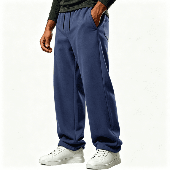 LONKITO Mens Sweatpants with Pockets Athletic Workout Jogger Pants Elastic Waist Drawstring Baggy Sweatpants Open Bottom Size L