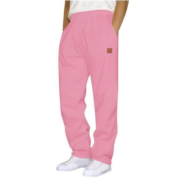 LONKITO Mens Sweatpants Open Bottom Athletic Workout Sweat Pants with 3 Pockets Drawstring Joggers Sweatpants Elastic Waist Pink XXL