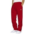 thumbnail image 1 of LONKITO Mens Sweatpants Open Bottom Athletic Workout Sweat Pants with 3 Pockets Drawstring Joggers Sweatpants Elastic Waist Red L, 1 of 4