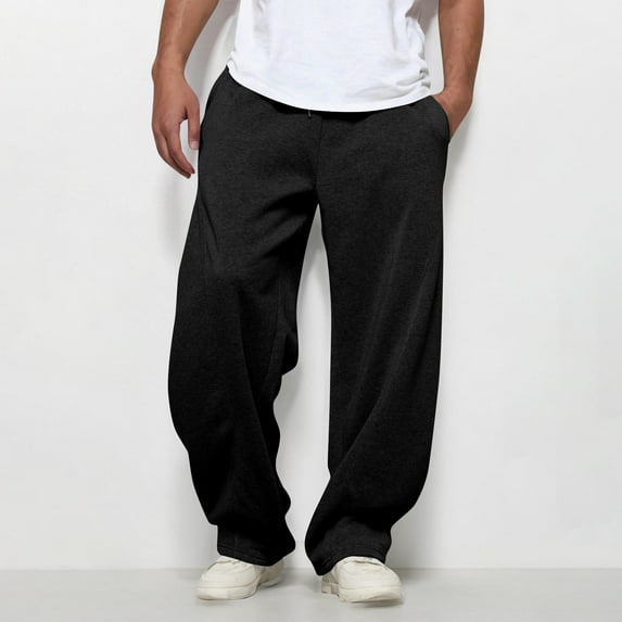 LONKITO Mens Sweatpants with Pockets Athletic Workout Sweat Pants Baggy Comfy Solid Color Sweatpants Open Bottom Black XXL