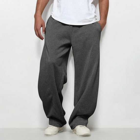 LONKITO Mens Sweatpants with Pockets Athletic Workout Sweat Pants Baggy Comfy Solid Color Sweatpants Open Bottom Dark Gray XL