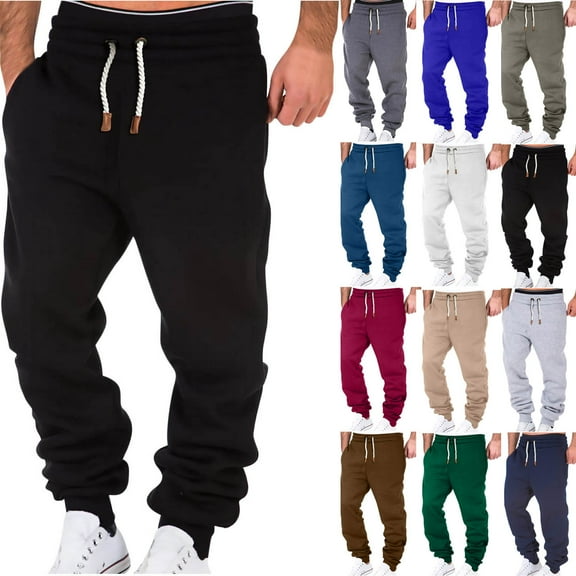 Mens Sweatpants with Pockets, LONKITO Athletic Workout Sweat Pants Drawstring Joggers Sweatpants Elastic Bottom Blue XL