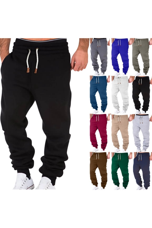 Mens Sweatpants with Pockets, LONKITO Athletic Workout Sweat Pants Drawstring Joggers Sweatpants Elastic Bottom Dark Gray M
