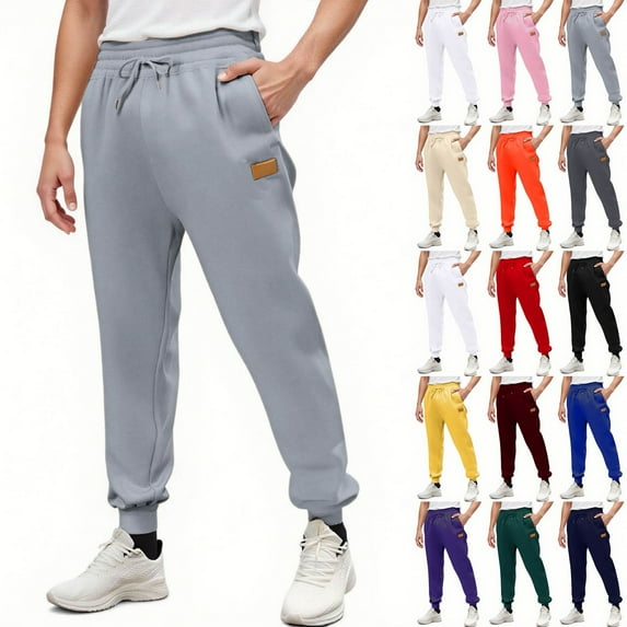 Mens Sweatpants with Pockets, LONKITO Casual Running Workout Sweatpants Elastic Bottom Drawstring Jogger Pants Gray S