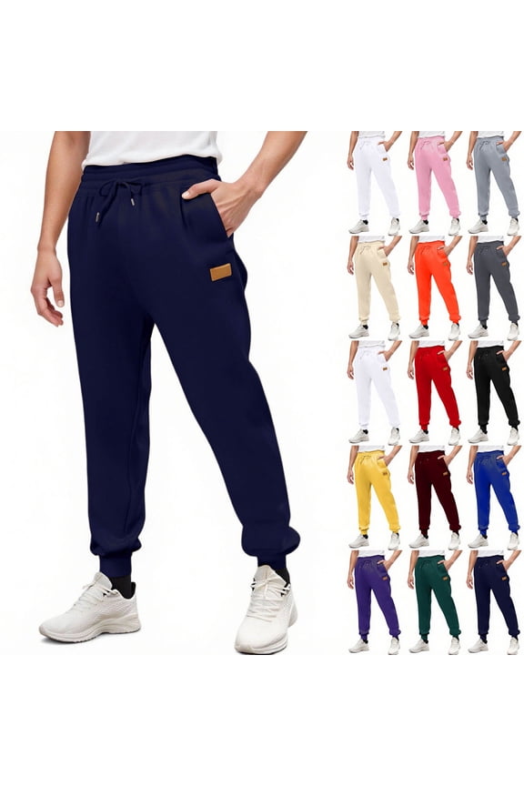Mens Sweatpants with Pockets, LONKITO Casual Running Workout Sweatpants Elastic Bottom Drawstring Jogger Pants Navy L